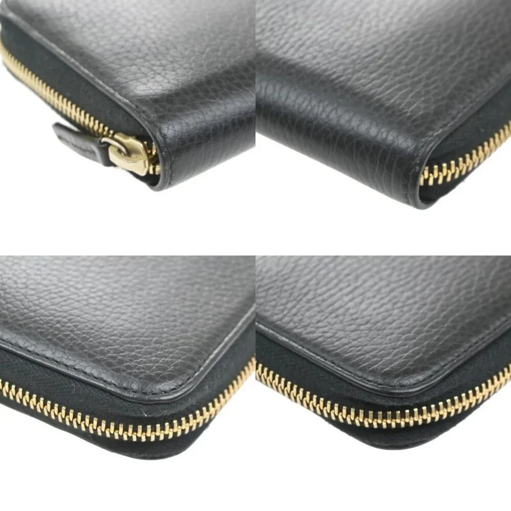 GUCCI Logo Interlocking G Zipper Around Long Wallet Leather Black GHW 38RL784 - Picture 11 of 13